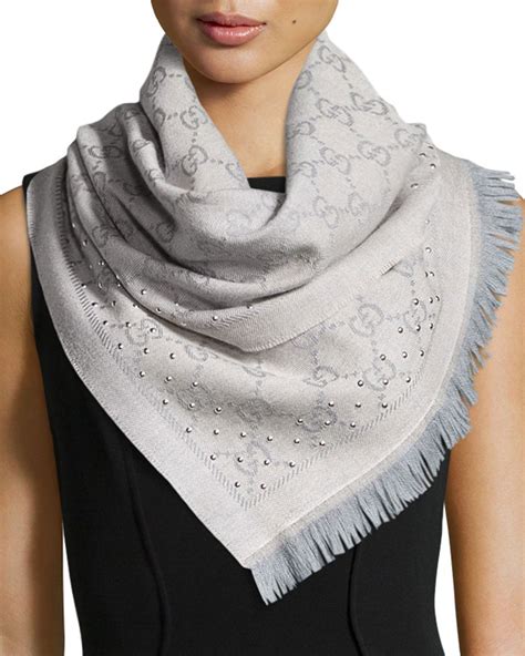 gucci dark grey scarf|Gucci: Grey Jacquard GG Scarf .